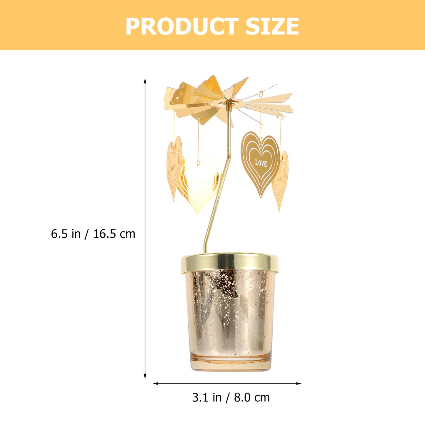 Ipetboom Rotating Candleholder Cup Romantic Candlestick Decor for Restaurant and Home Table Centerpiece, Spinning Candle Stand Without Candle, Heart-Shaped Design for Valentine’s Day