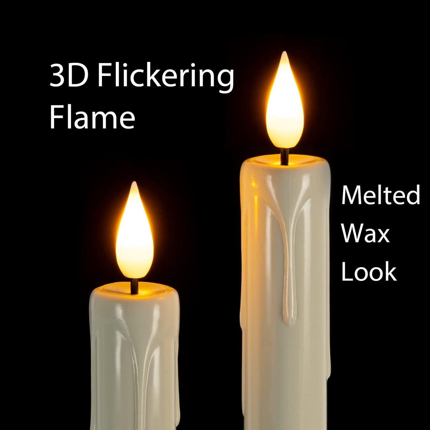 Homemory 3 Pcs Flameless Taper Candles with Remote Timer Dimmer, 9.6" Ivory LED Candlesticks Battery Operated, Plastic Flickering Flameless Candles for Fireplace Wedding Seasonal Indoor Decorations