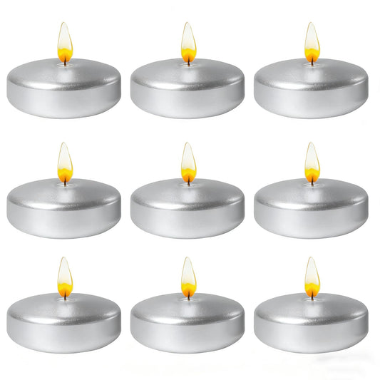 Silver Floating Candles 3 Inch 12 Pack – Paraffin Wax Floating Candle for Weddings, Parties, Winter Events & Home Décor – Clean Burning & Long Lasting