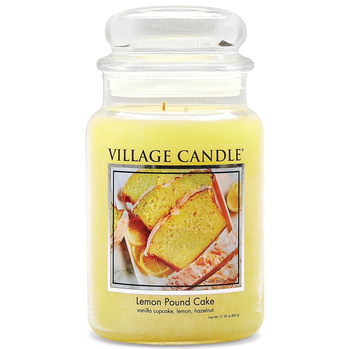 Village Candle Lemon Pound Cake Large Glass Apothecary Jar, Scented Candle, 21.25 oz., Yellow (Pack of 6)