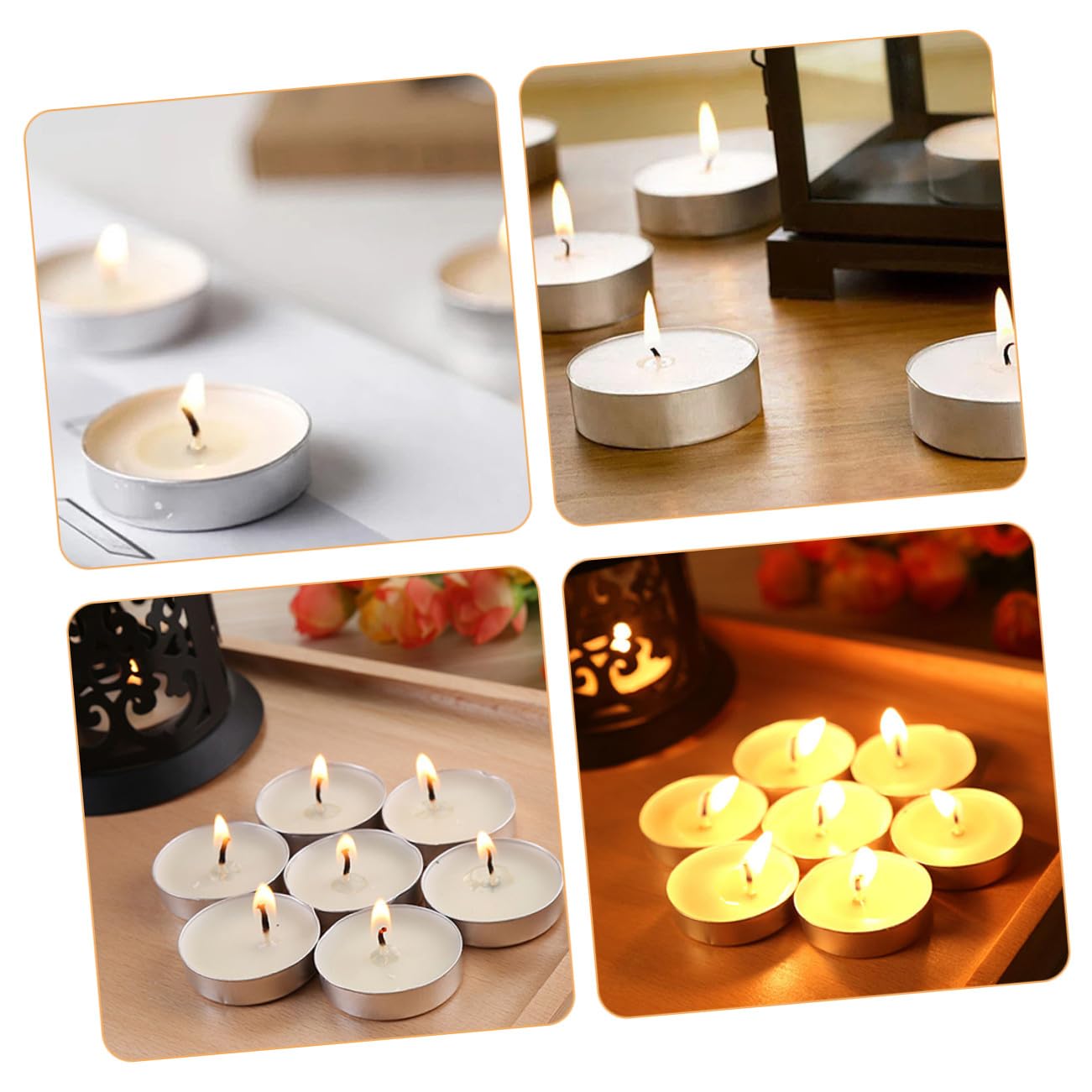 Garneck White Small Tealight Candles 50pcs Pack Unscented Round Wax Tea Lights for Wedding Engagement Party Home Décor Ceremony Lighting