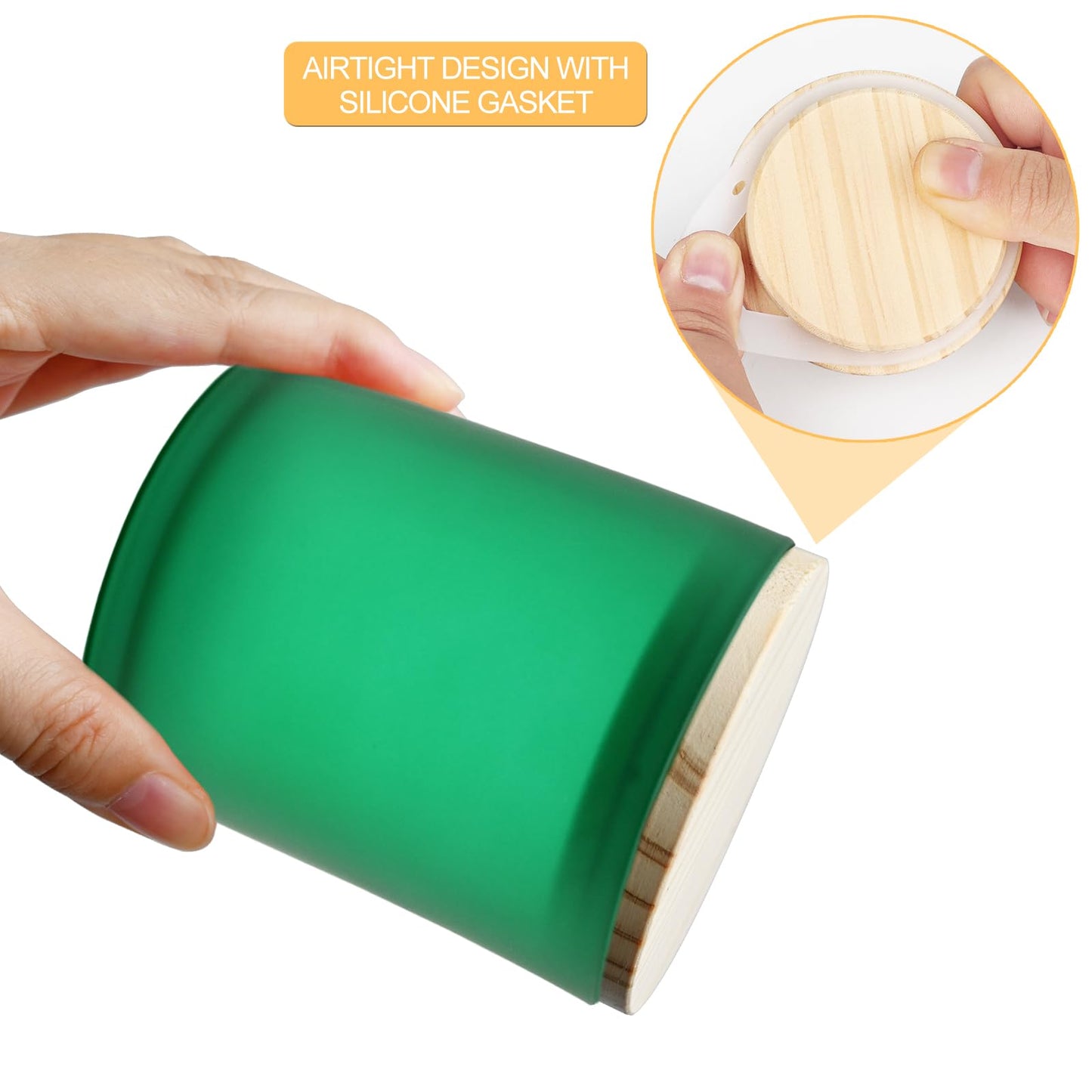 SHOWIN 10 OZ Thick Candle Jars for Making Candles 15 Pcs, Empty Jars with Wood Lids for Candle Making, Sample Container, Frosted Green