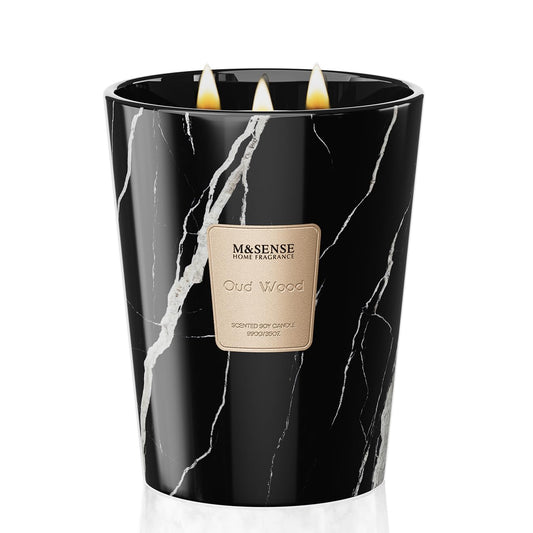 M&SENSE Extra Large Candle OudWood Intense Scented Candle,3 Wick Highly Scented XL Jar Candle,35oz 150H,Candles Gift for Women and Men