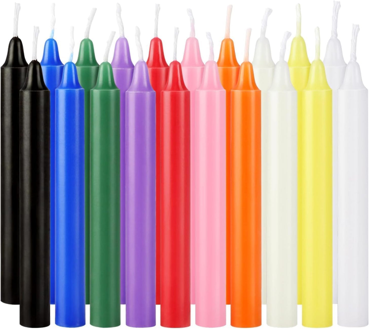 Set of 20 Multicolor & Chime – Premium Mini Taper Candles for Rituals, Prayer, Birthdays, Meditation, Altar - 4 Inch Tall, Unscented. (Multicolor, 20 (Pack of 1))