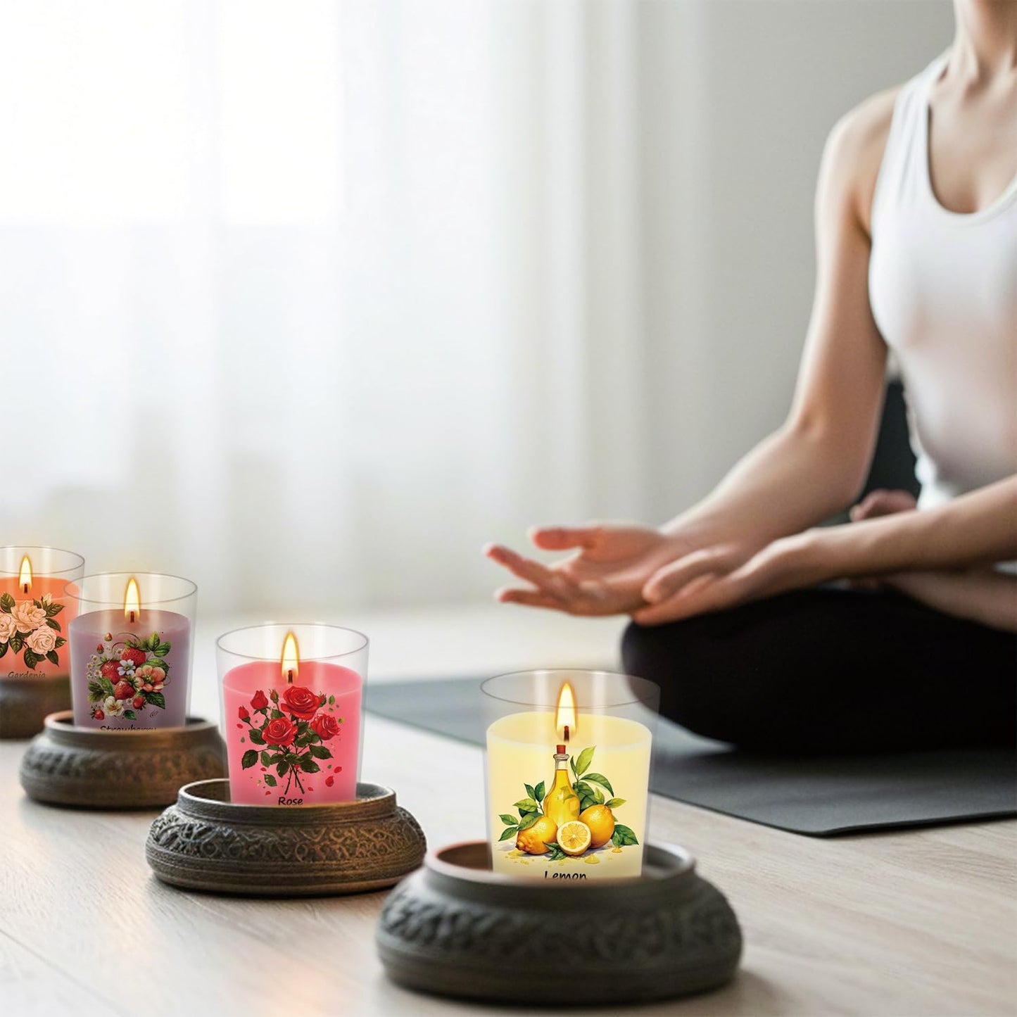 Aromatherapy Candles Set - 24 Pack Scented Candles with 12 Natural Fragrances, Votive Candles in Clear Plastic Jars for Home Decor, Stress Relief, Sleep, Ideal Gift for Women,Mother's Day, Birthday.