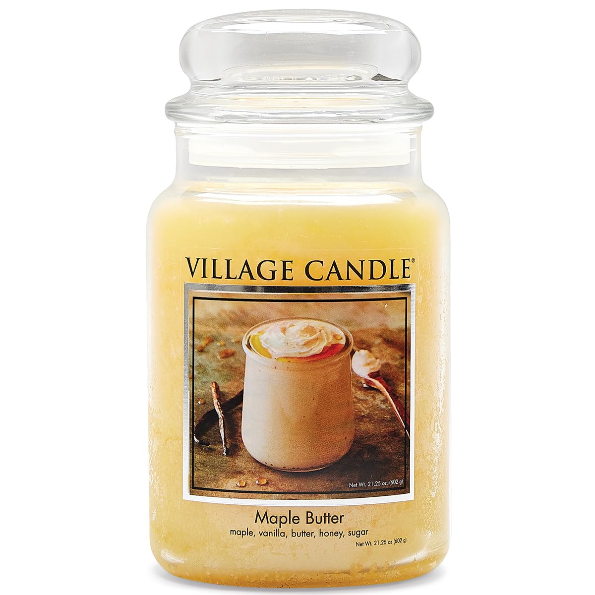 Village Candle Maple Butter Large Glass Apothecary Jar Scented Candle,21.25 oz,Yellow,(Pack of 6)