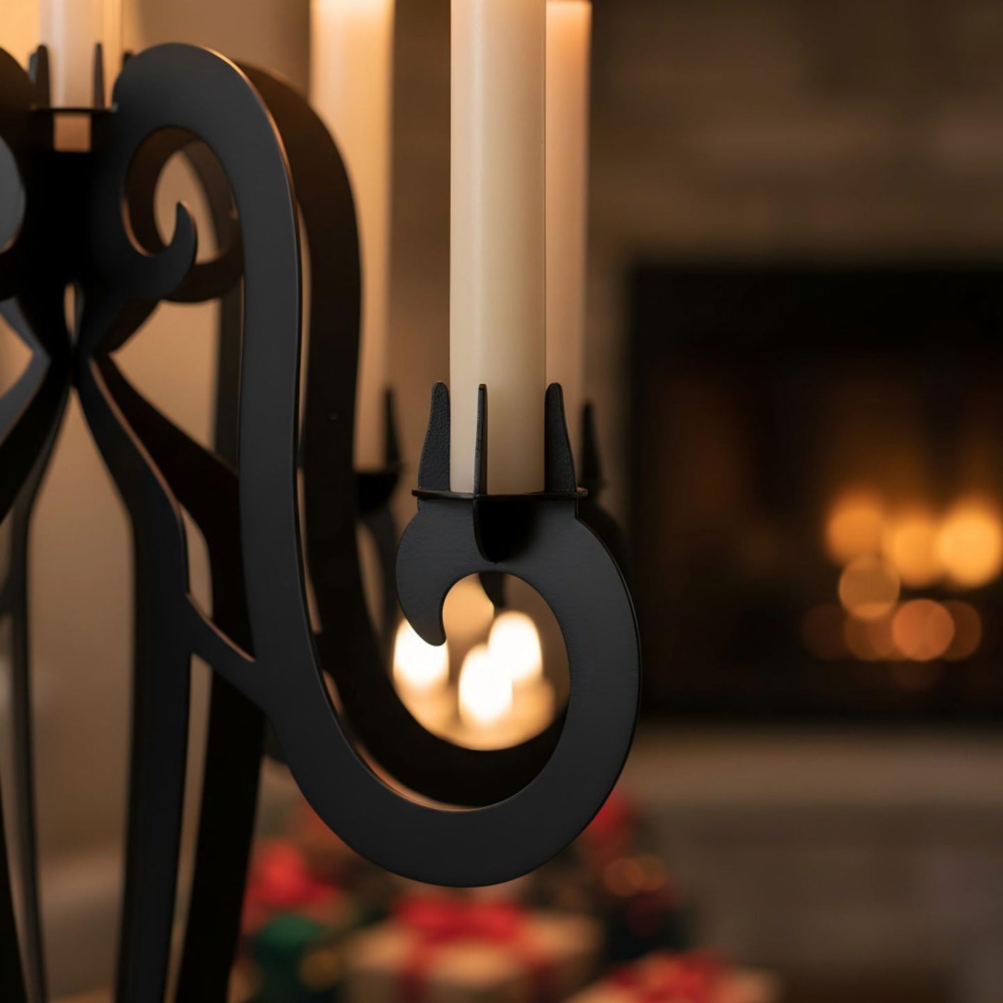 AIM & GGKK 7 Arm Black Metal Candelabra Candle Holders – Elegant Taper Candle Holders, Classic Candlestick Holder, Decorative Candelabra Centerpiece for Table & Home Decor