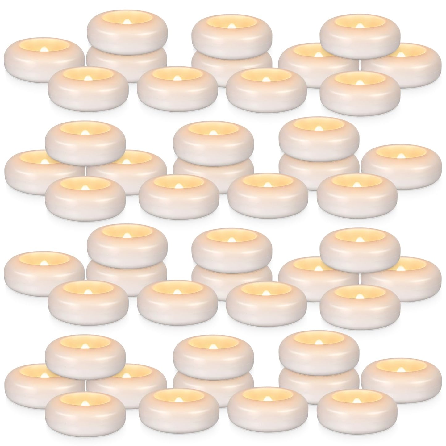 CAKETYCG Set of 48 Waterproof Flameless Floating Tealights, 120+ Hour Warm White Battery Flickering LED Tea Lights Candles - Wedding, Party, Centerpiece, Pool & SPA...