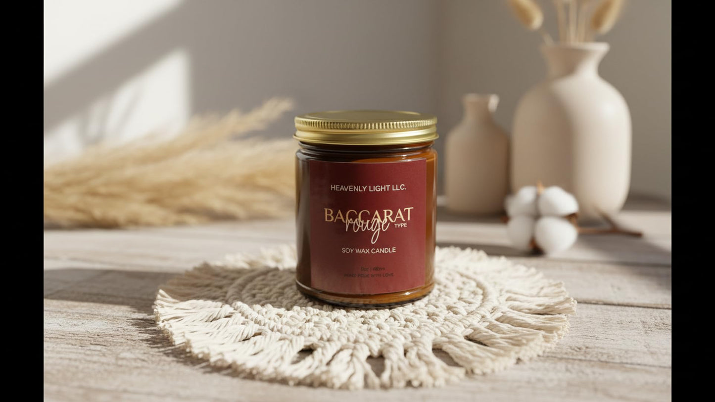 Baccarat Rouge Scented Candle - Luxury Gift for Him, Coconut Soy Wax Candle, Long Lasting 9 oz, Premium Home Fragrance