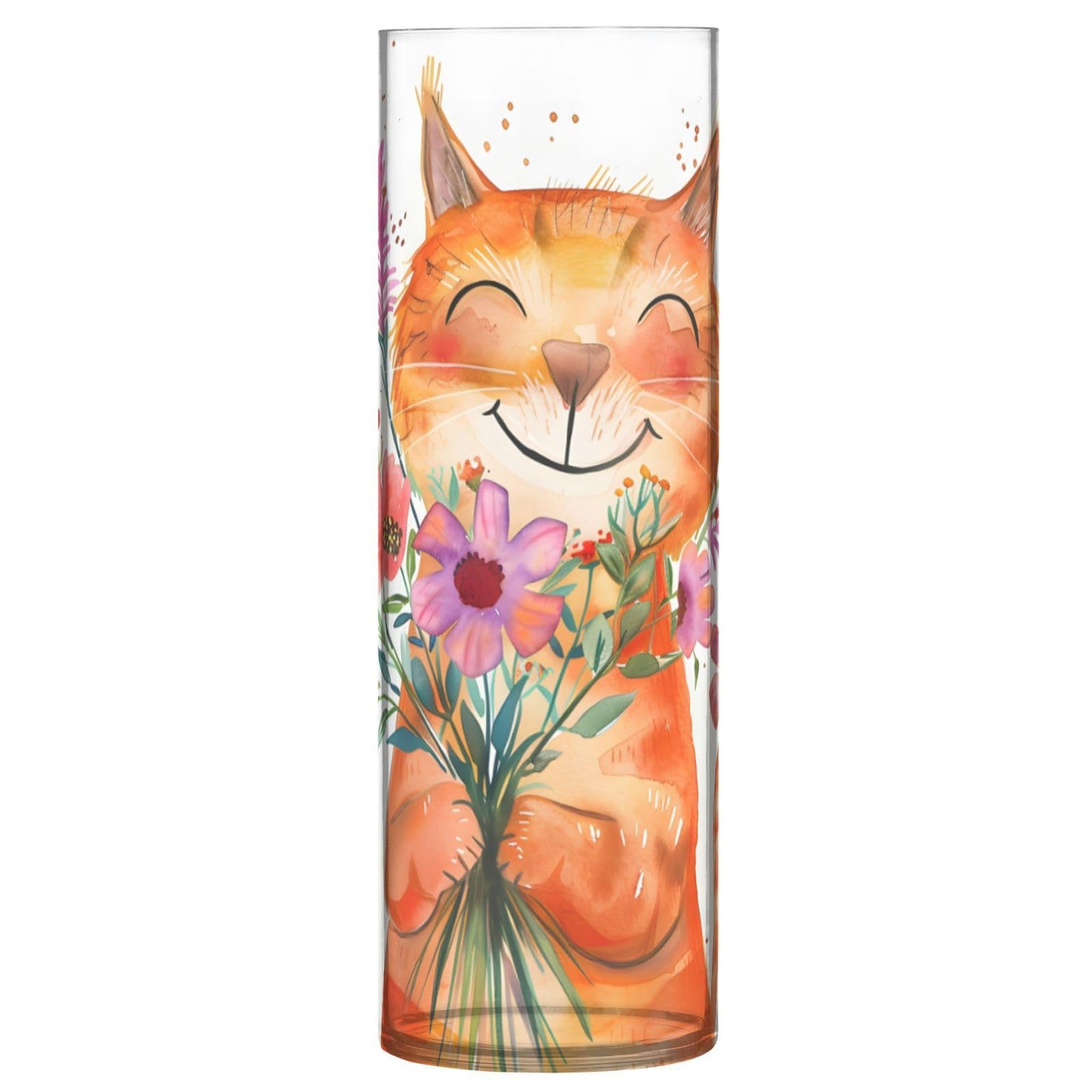 Cartoon Orange Cat Flower Vase Bud Vase Home Decor for Dining Table Office Bedroom Living Room