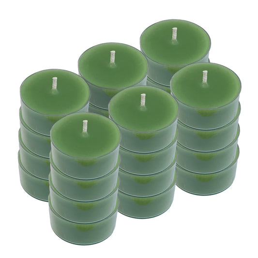 NJAO HOO 24 Pack Sage & Sea Salt Scented Tealight Candles 6 Hours Burn Grass Green Tea Candle Clear Cup Small Round Candle for Home Decor and Aromatherapy