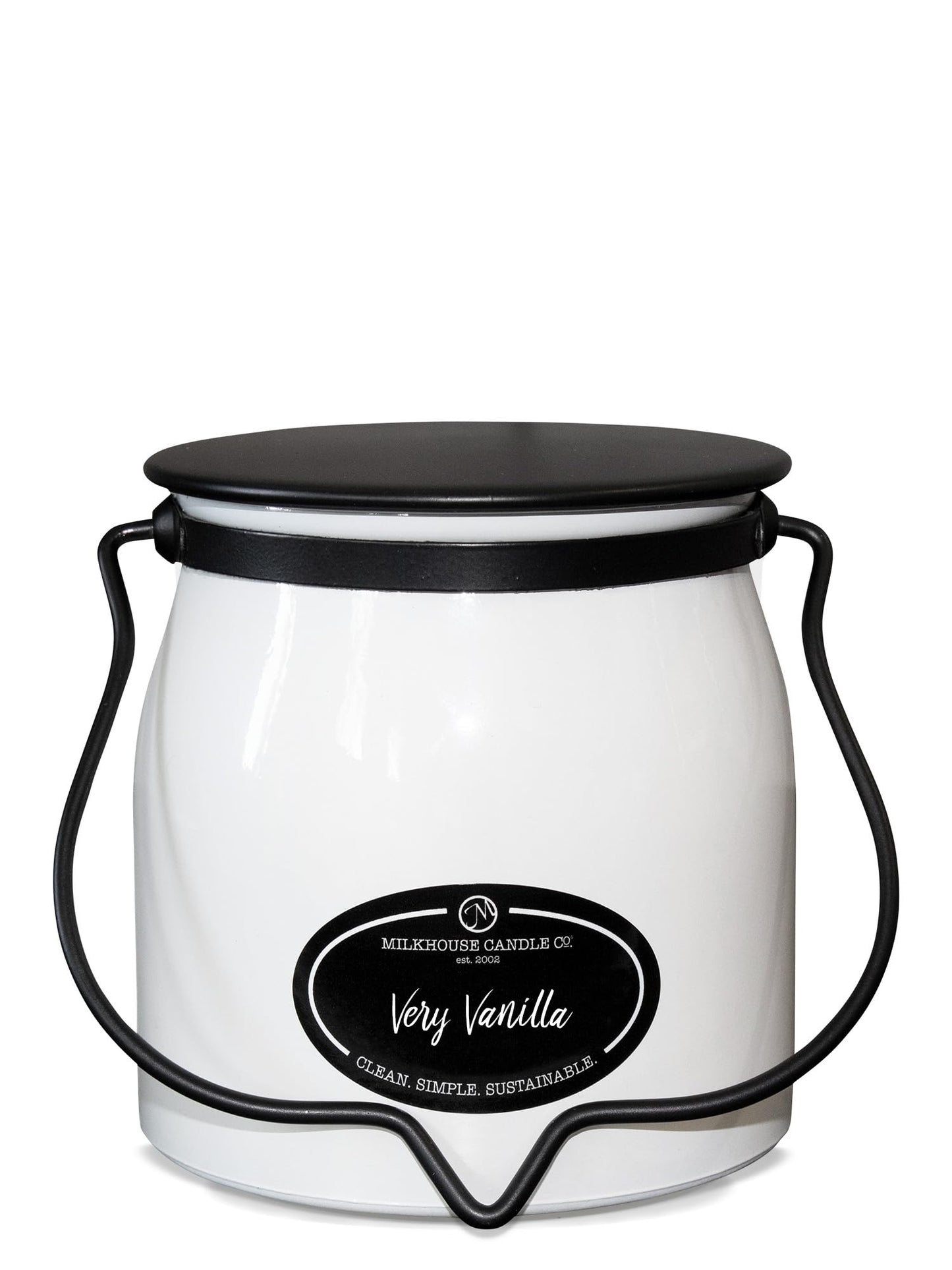 Milkhouse Candle Company Very Vanilla Soy Candle - Buttery | Vanilla | Cream Scented - 16 oz Butter Jar with Lid, 65+ Hour Burn Time, Made in the USA