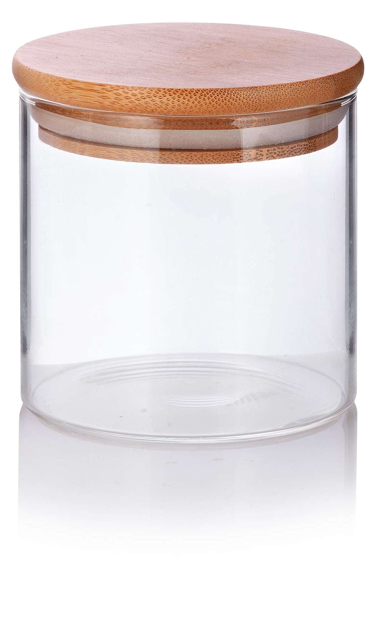 JUVITUS 10 oz Clear Glass Jar with Bamboo Silicone Sealed Lid (Single)