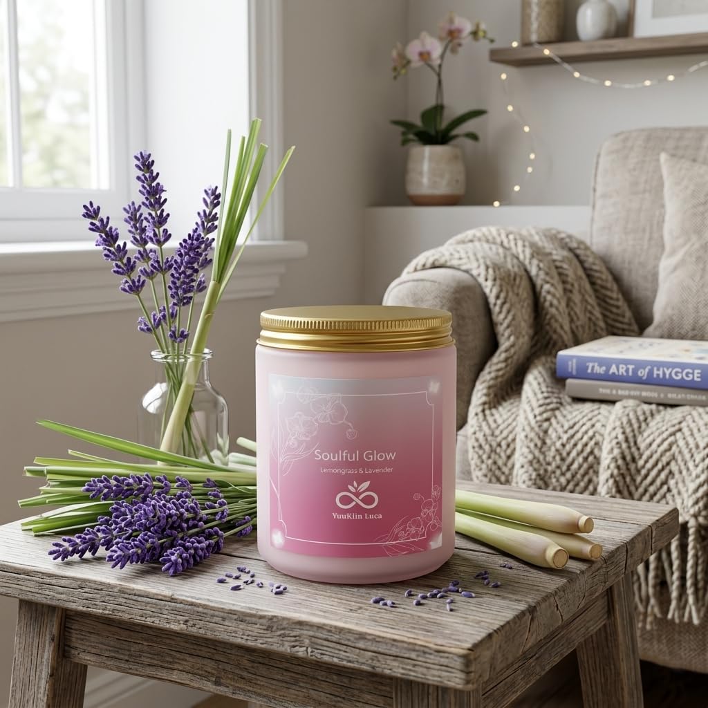 Scented Candles Set for Gifts, 4-Pack Soy Wax Jar Candles with Essential Oils, Long Burning Aromatherapy Candles for Women Mom, YuuKiin Luca Soulful Glow Gift Set for Birthday Mothers Day Housewarming
