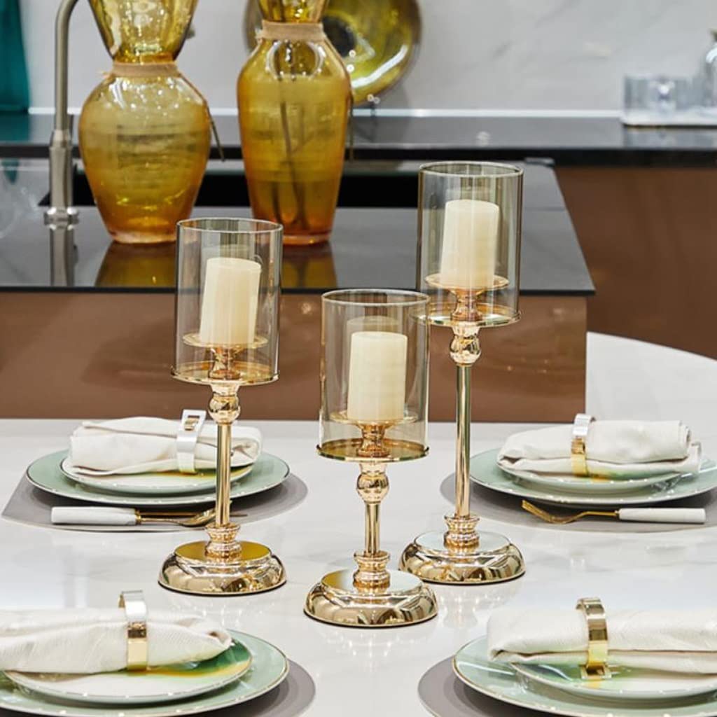 Candlestick Holders European Metal Crystal Candle Lantern Gold Candle Holders Wedding Centerpieces Center Table Candlesticks Parties Home Decor Candle Holders (Color : A)