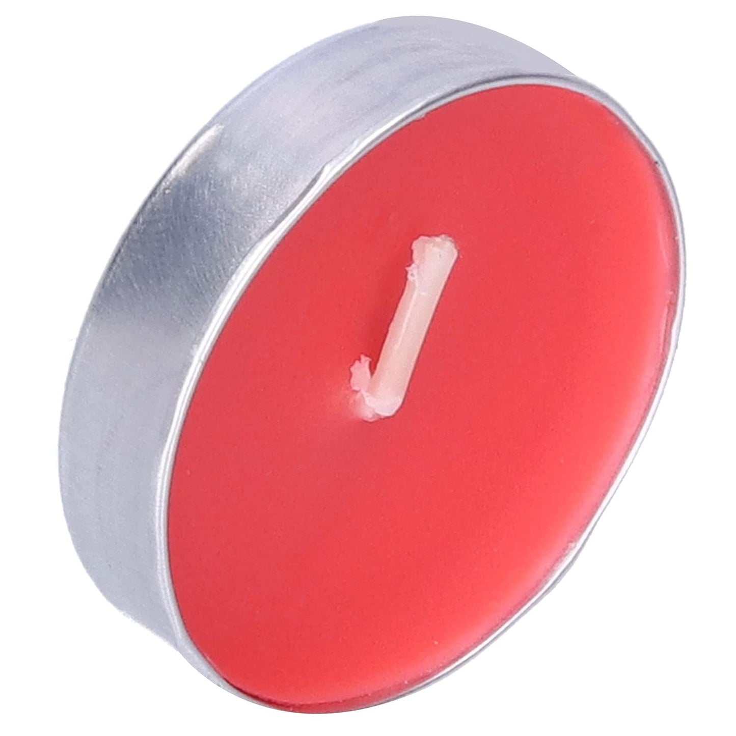 CDQL 50Pcs Tea Light Candles Smokeless Scented Tea Light Candles Round Candles Smokeless Scented Candles Aluminum Alloy Shelled Round Candles Wedding Anniversary Party Supplies (Red), Default