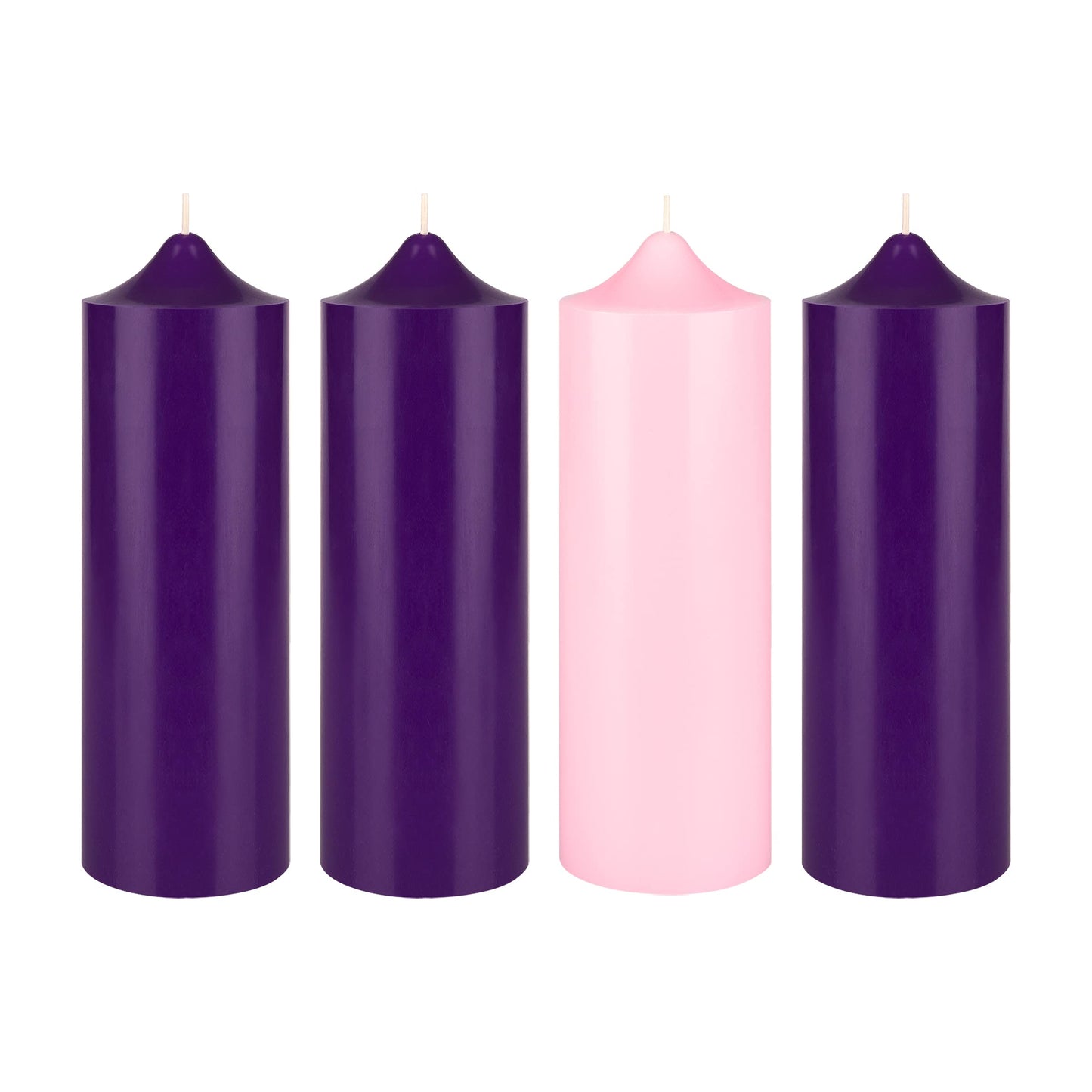 Mega Candles 4 pcs Unscented Christmas Advent Candles Set, Hand Poured Premium Wax Bell Top Round Pillar Candle 3 Inch x 9 Inch, Holidays, Festivities, Devotional, Church, Wreath, Party, Gifts