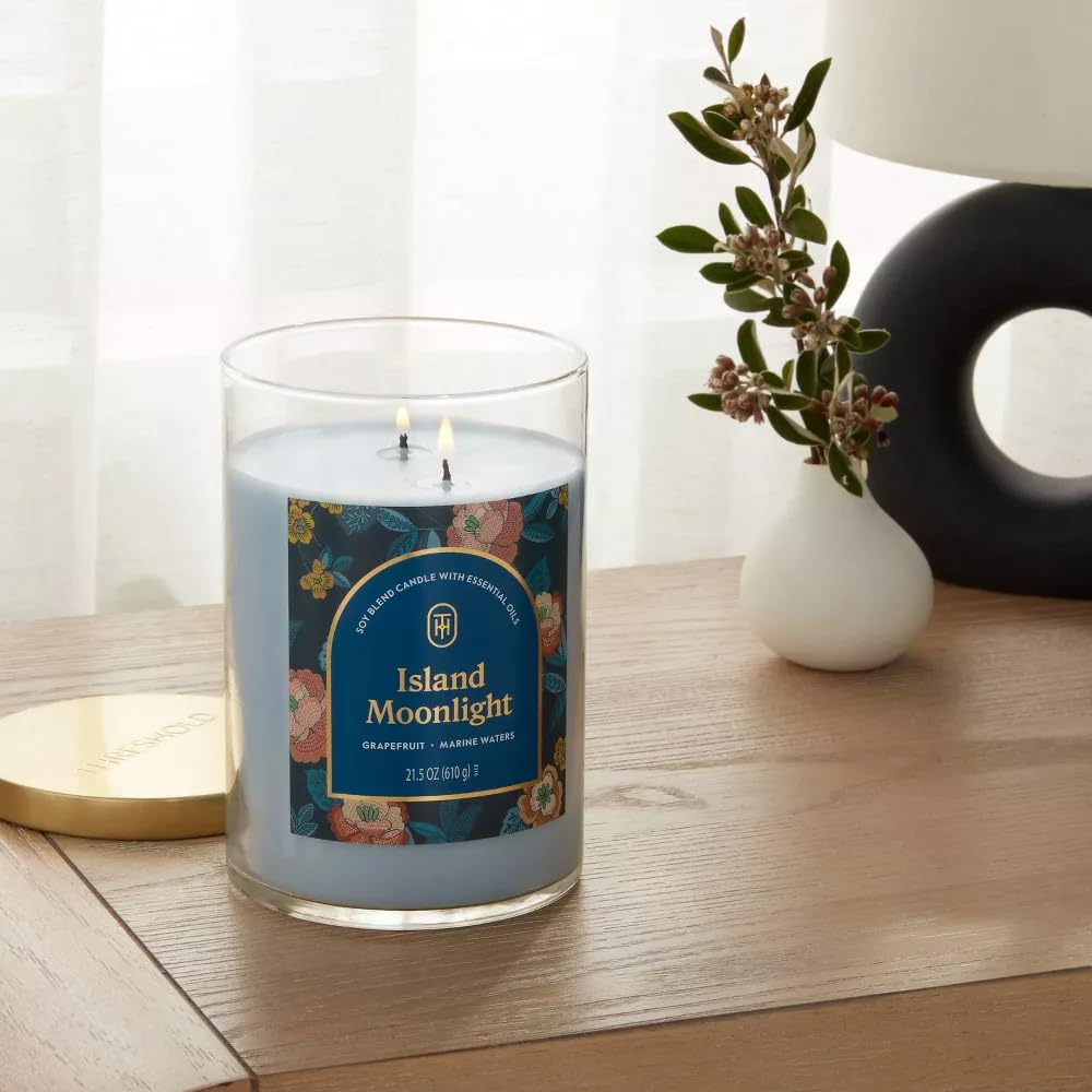 Threshold 2-Wick Lidded Glass Jar Candle (21.5oz, Island Moonlight)