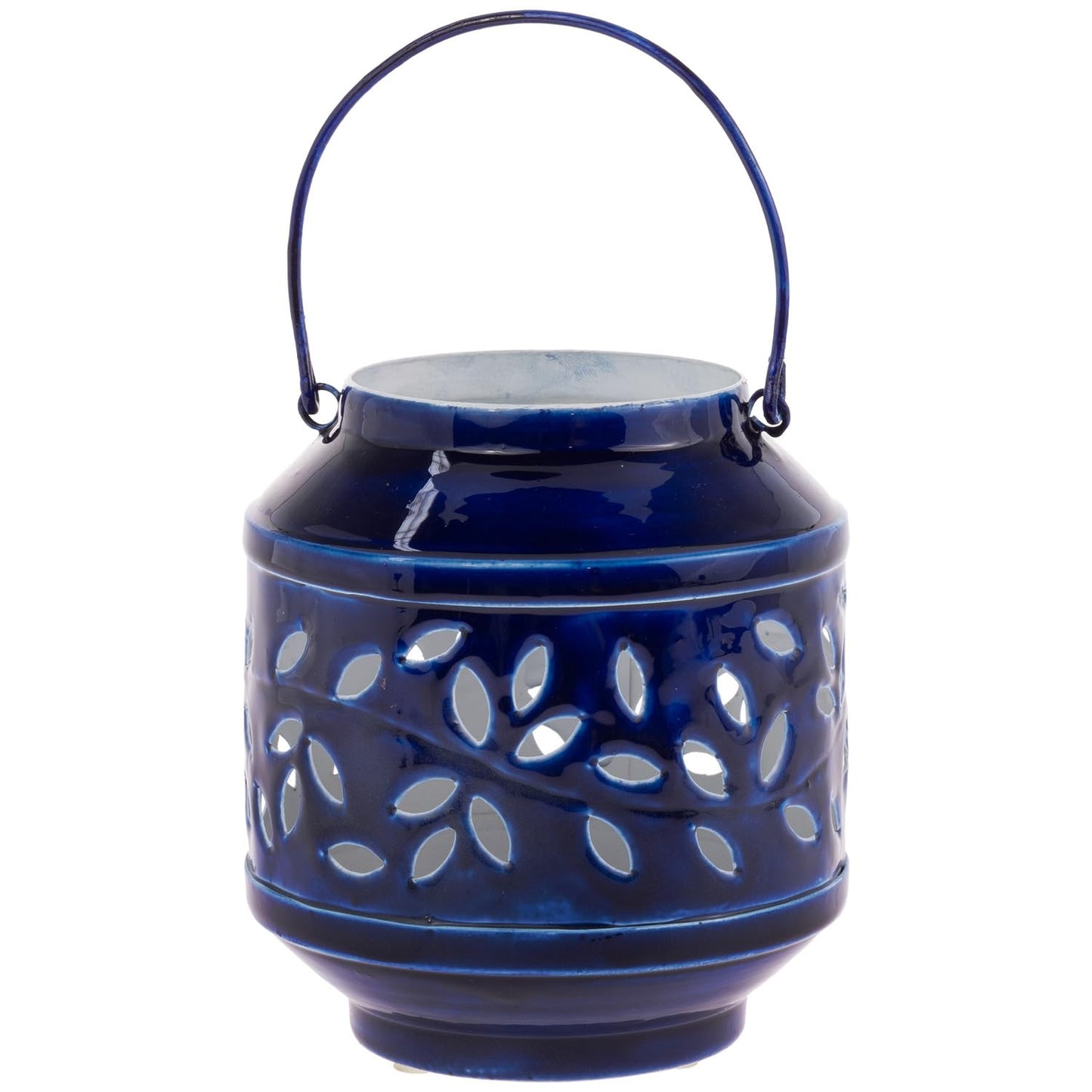 Boston International Lantern/Candle Holder Decorative Metal Outdoor Lanterns | Home Tabletops Mantels Patios: Small, Navy Blue