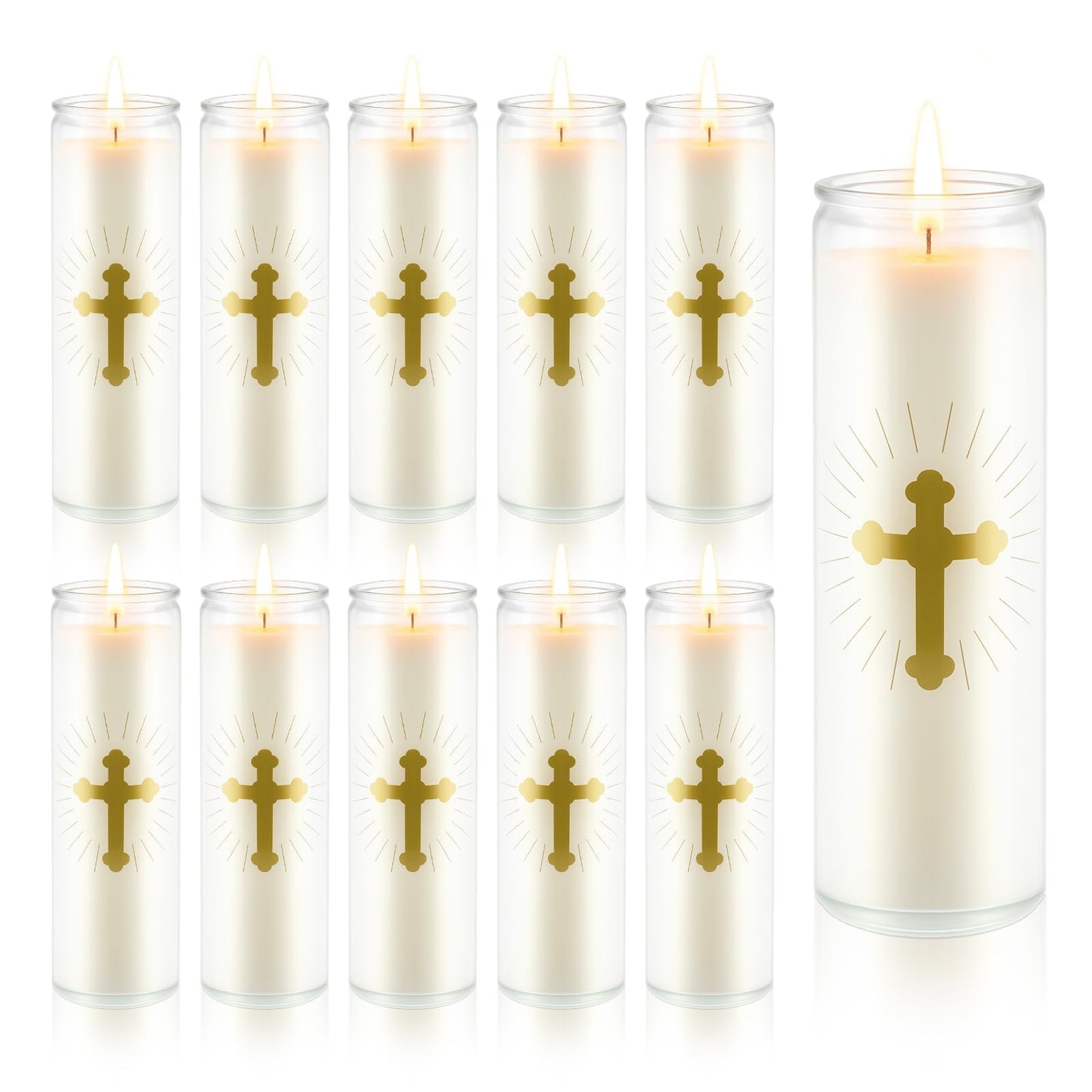 ARQRHTLY 10 Pcs Natural Soy Wax Prayer Candles 7 Day Devotional Candle in Glass 100 Hours Long Burn Time Religious Catholic Christian Spiritual Decor for Memorials Vigil Church Home Altar Bless Novena