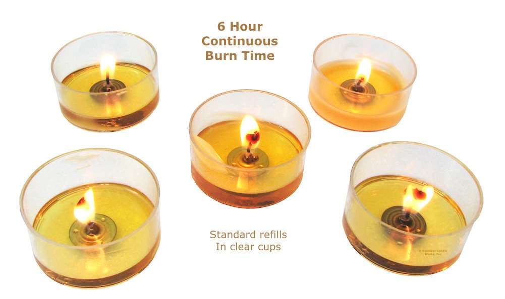 Beeswax Candle Works, 6-Hour Tea Light Refills (Pack of 60) 100% USA Beeswax, NO Cups
