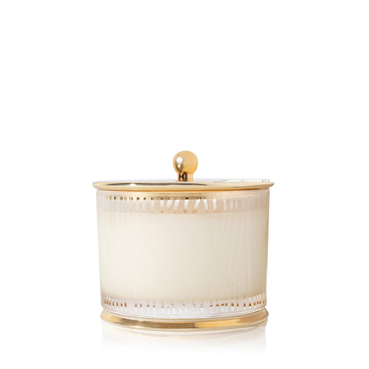 Thymes Frasier Fir Candle - Gilded Collection - Frosted Wood Grain Design with Gold Lid & Base - Pine Scented Candles for Women & Men - Luxury Home Fragrance - Elegant Christmas Decor (Medium, 9 oz)