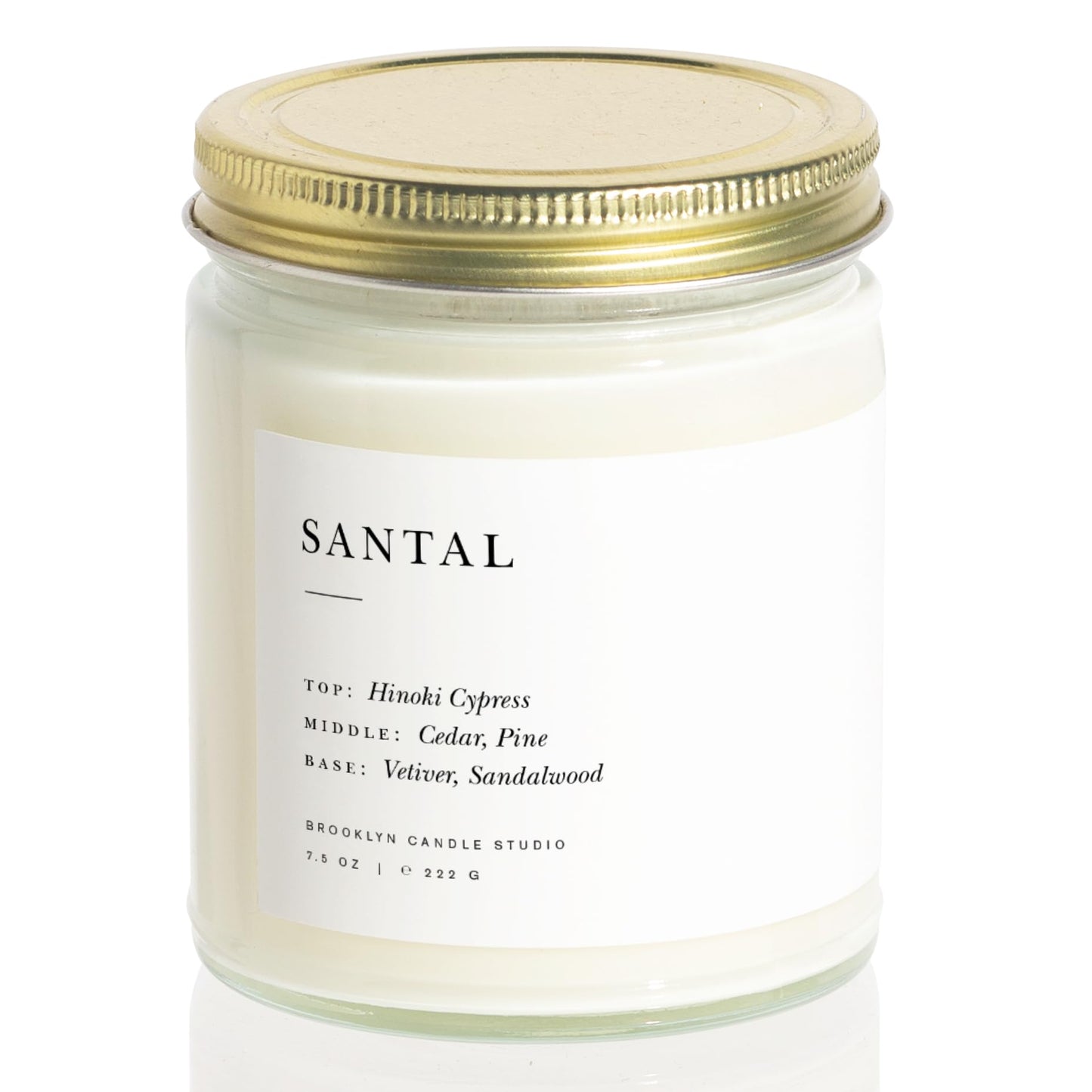 Brooklyn Candle Studio Santal Jar Candle - Luxury Scented Candle, Vegan Soy Wax, Hand Poured in The USA, 50 Hour Slow Burn Time - 7.5oz