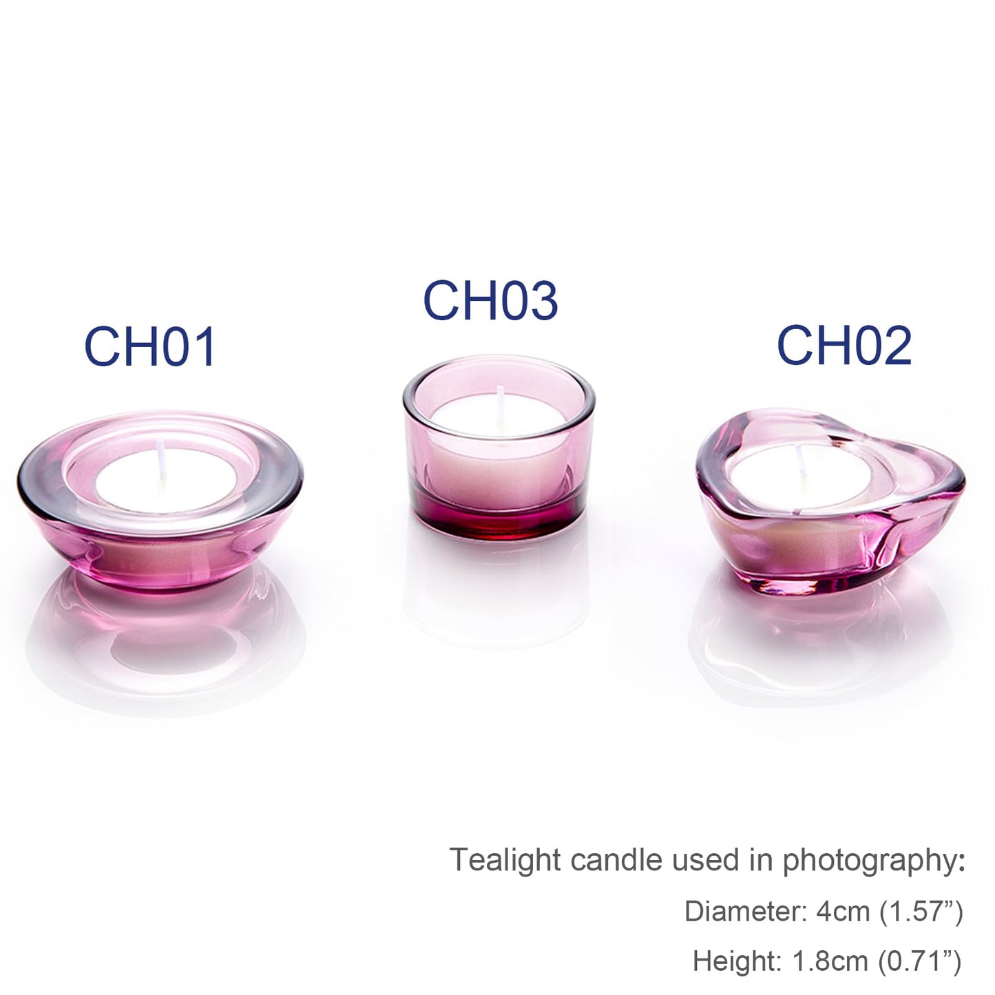 ELIVIA Red Tealight Candle Holders - Set of 12, Round Chunky Glass Candle Holder, 3" Diameter - CH01 - Aubergine Purple