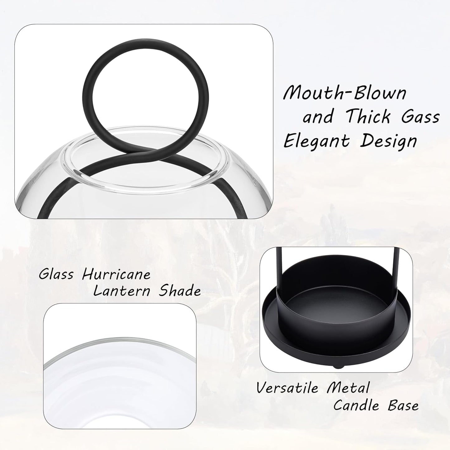 Maimeili Glass Candle Holder Hurricane Candle Lantern Decorative Candle Fits Standard Tealight for Table Wedding Dinning Centerpieces Party Supplies Farmhouse Home Decor（NO Candles）