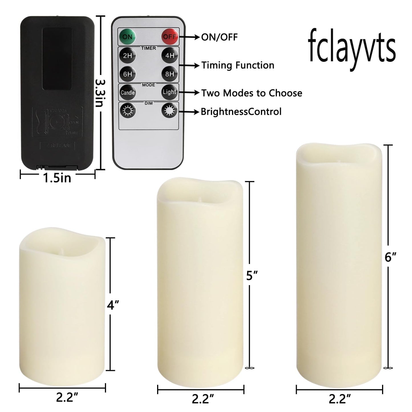 fclayvts 24-Pack LED Flameless Candles with Remote Control -Flickering Electric Candles- Timer Candles -3D Flame, for Halloween Christmas Parties,Wedding,Home,Gift and Special Occasions(Three Sizes)