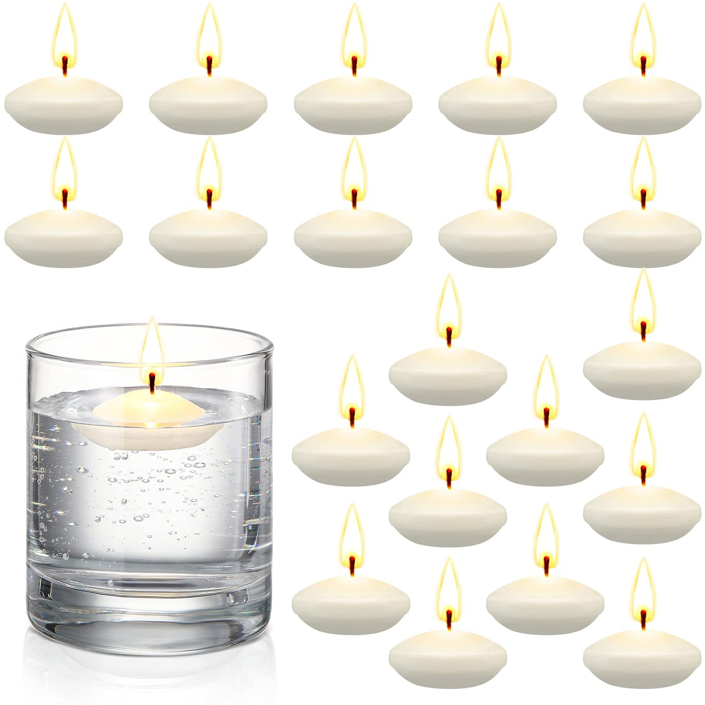 Nuanchu 20 Pcs White Floating Candles Centerpieces for Wedding Small Unscented Floating Candles Decoration for Valentine's Day Party Wedding Anniversary Holiday Party Gifts Home Pool Decor