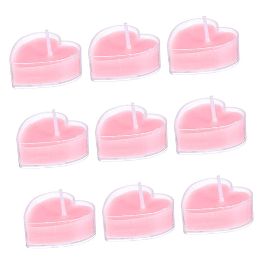 Anneome 9Pcs Heart Shaped Scented Candles Pink Rose Eco Friendly Tea Light Candles for Home Wedding Romantic Decoration Safe No Smoke