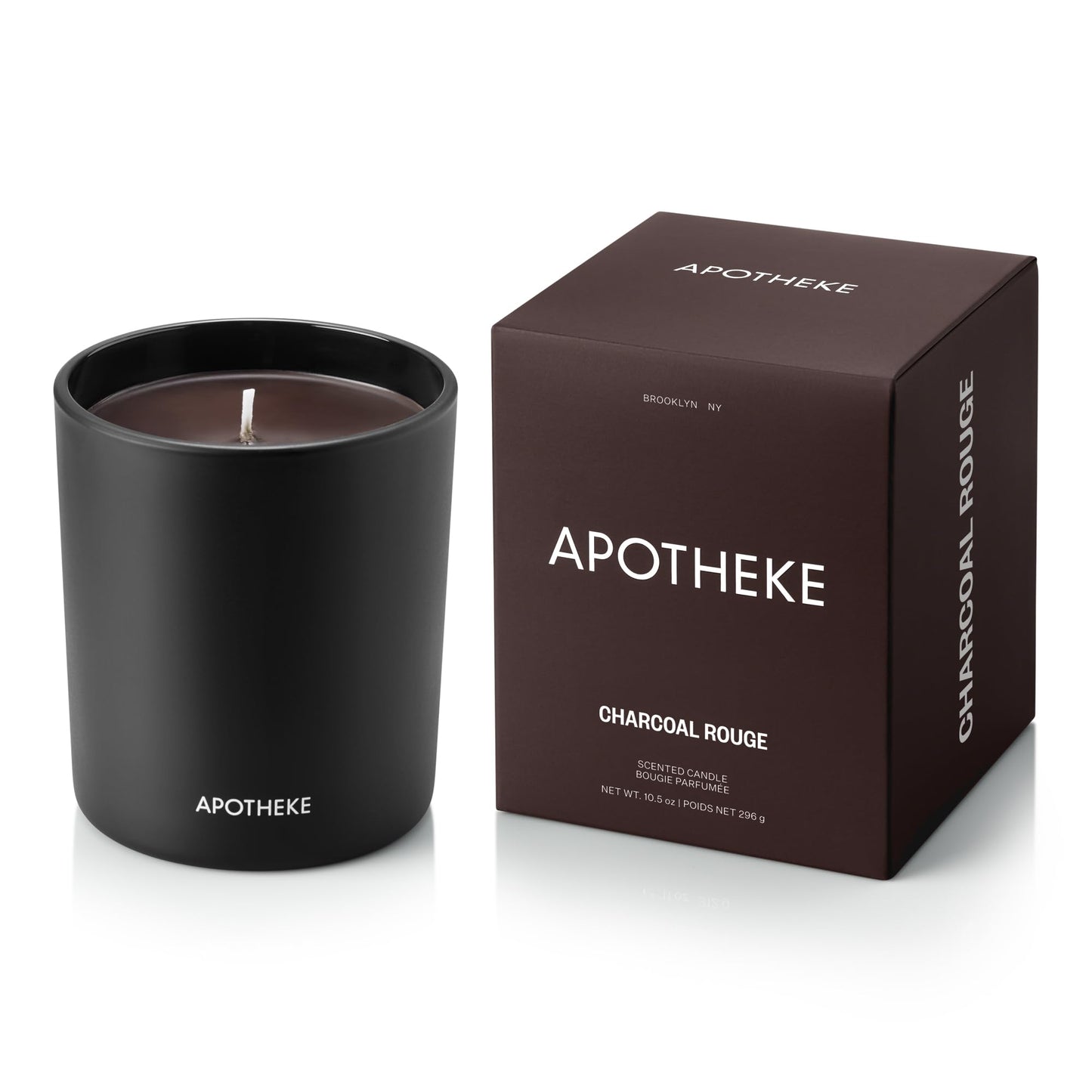 Apotheke Signature Scented Candles for Home, Charcoal Rouge - 10.5 oz - Soy Wax, Non Toxic, Large Jar Black - Luxury Candle Gifts for Women & Men - Birch Wood, Elemi, Damask Rose, and Smoke