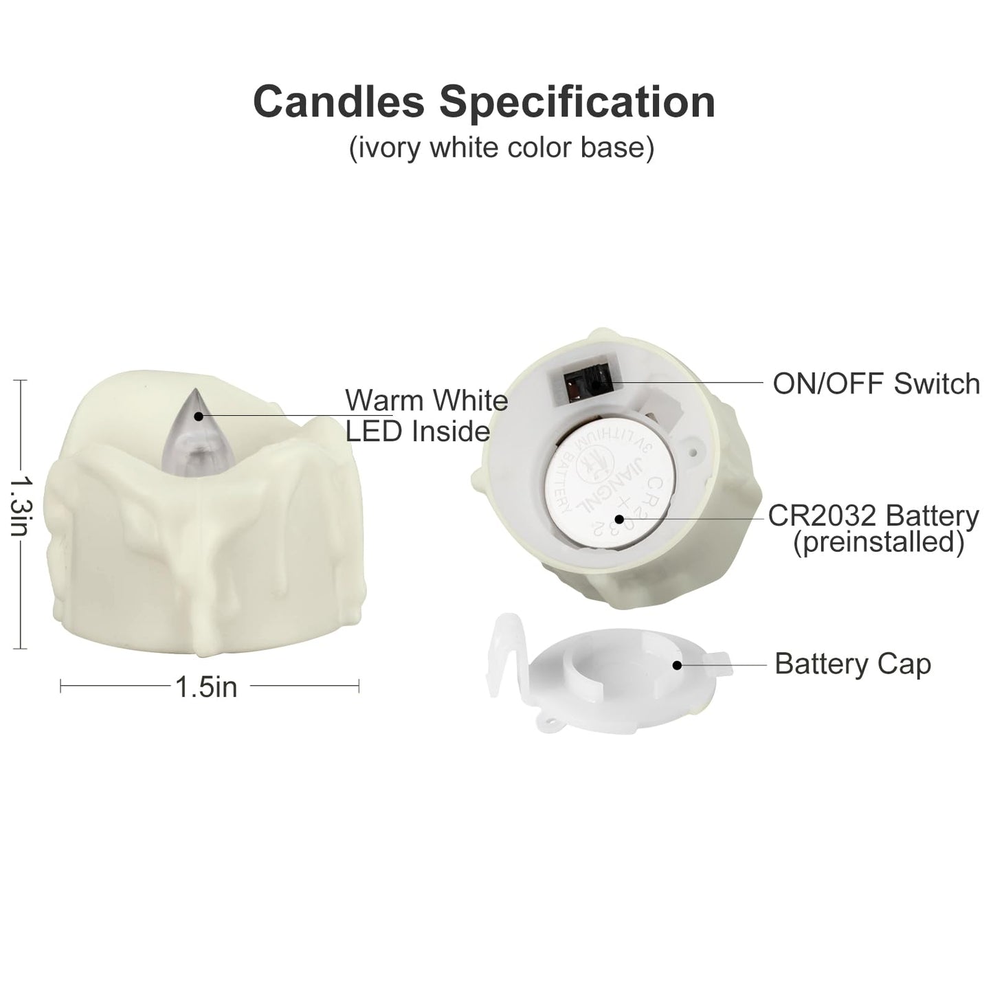 Windshell Warm White Flickering Flame Tea Lights with Auto 6H Timer (No Remote), Melting Design (Ivory Base), Battery Operated LED Flameless Tealight Candles for Wedding Party Christmas, 12 Pack