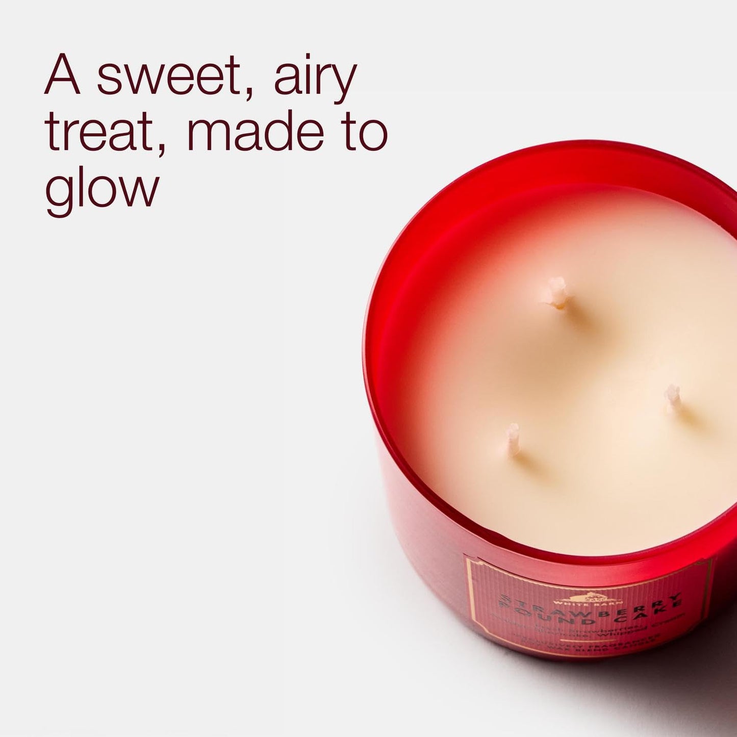 Bath & Body Works Strawberry Pound Cake 3-Wick Candle - Scented Candle for At-Home Use - Long-Lasting, Room-Filling Fragrance - High Fragrance Oil Concentration - Soy Wax Blend