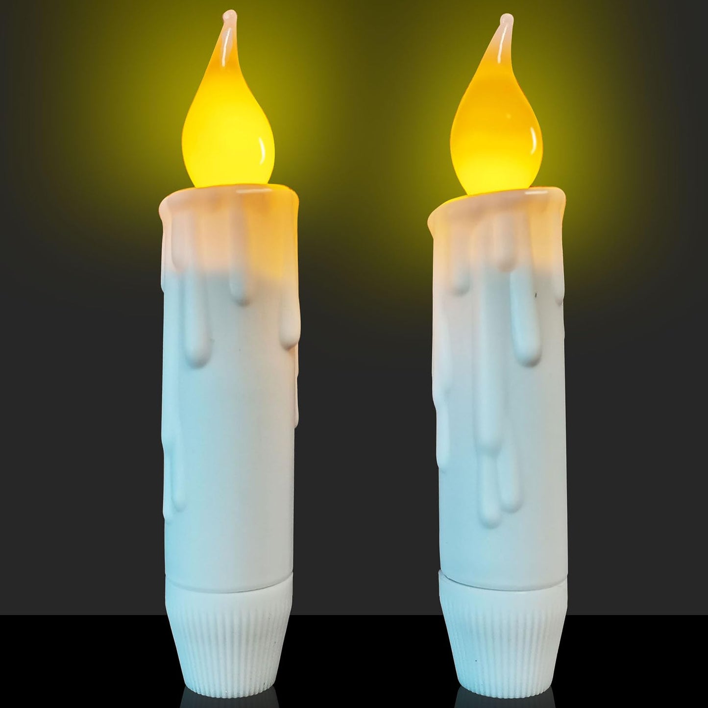 Flameless Short Taper Candles Battery Operated with Timer,4.75 Inch White LED Candlesticks Flickering Dinner Candle for Christmas Halloween Decorations,Set of 2 PCS