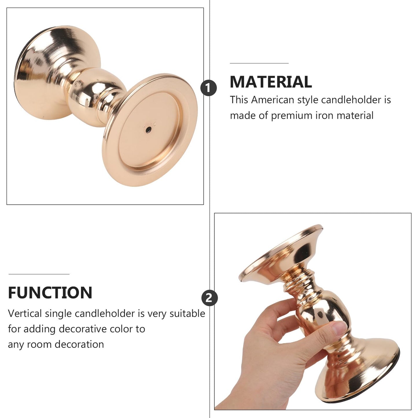 LOORGVEL Classic Design Chic Metal Candlestick Holder 16cm Gold Decorative Candleholder for Tabletop Party and Romantic Dinner Ambient Lighting