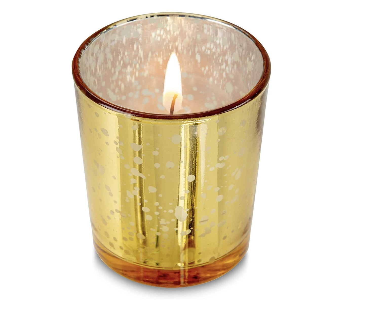 Mister Candle Unscented Gold Mercury Glass Votive Candles, 2" Filled Candle Jars for Centerpieces, Wedding Décor, Events, Home & Party Ambiance, Set of 12 Hand Made in USA