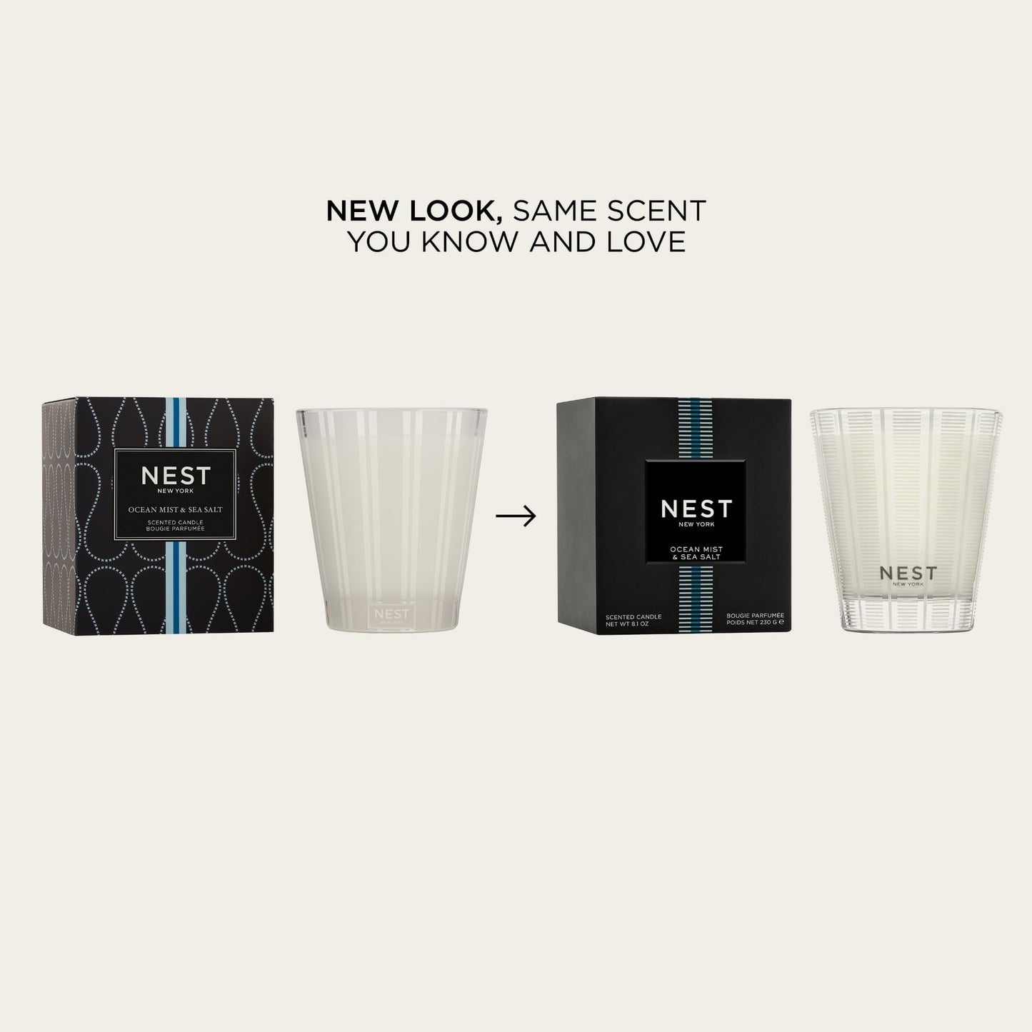 NEST New York Scented 3-Wick Candle, Ocean Mist & Sea Salt - 21.2 oz - Up to 100-Hour Burn Time - Reusable Glass Vessel