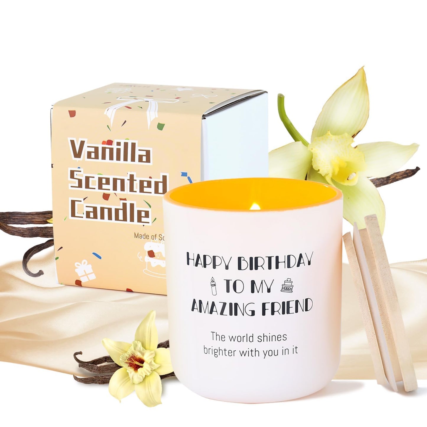 HAVITI Birthday Candle for Women, Vanilla Sugar Scented Candles Soy Wax 8OZ, Luxury Happy Birthday Candle Friend, Mom Sisiter Her Men