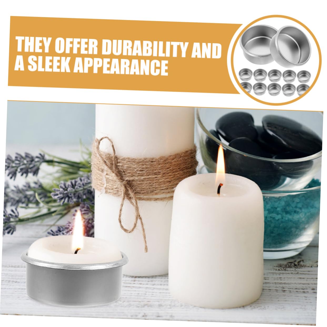 Housoutil 15pcs Metal Candle Cups Minimalist Tea Light Tins Decorative Candle Holders for DIY Projects Home Decor Aromatherapy