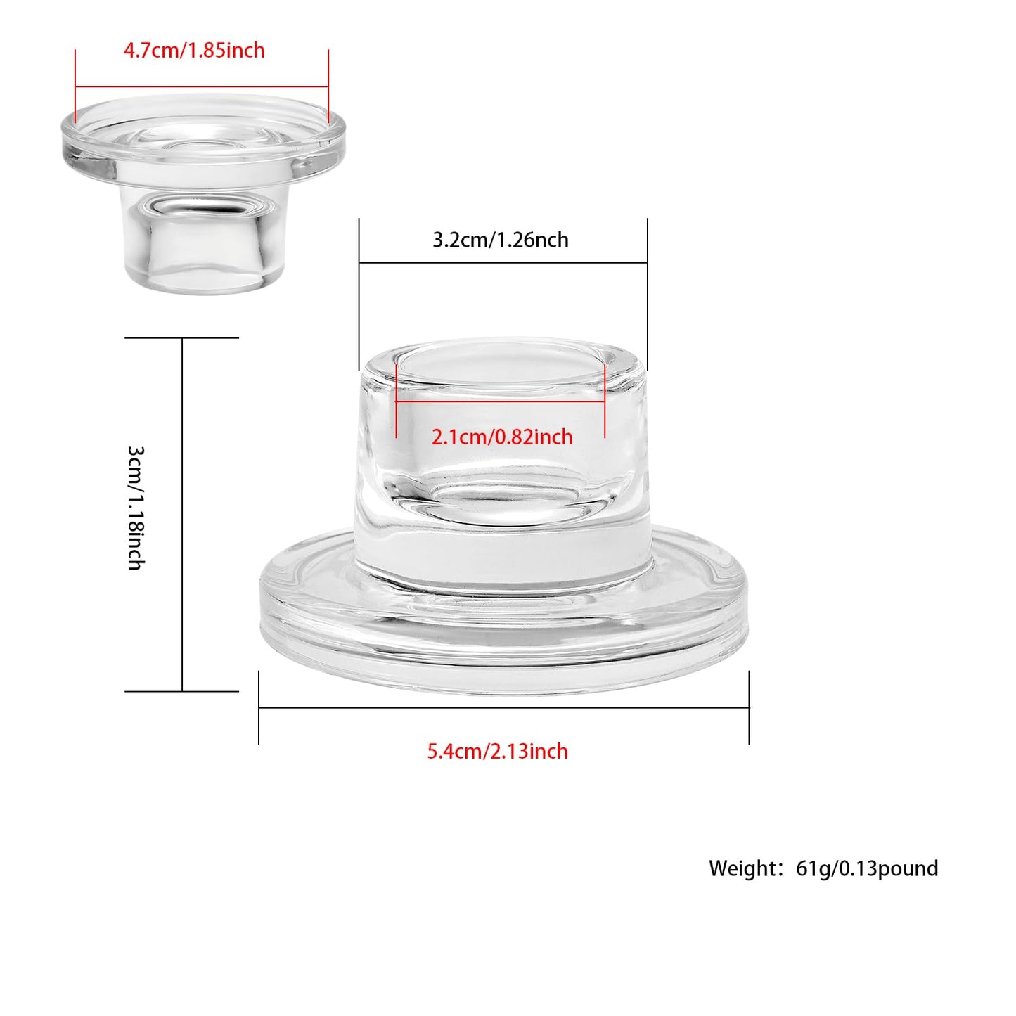ZQXJWF Clear Glass Taper Candle Holders Set, Round Base Design, Elegant Dining Table Decor, for Table Centerpiece Wedding Party Advent Christmas Home Decorations (6, Clear)
