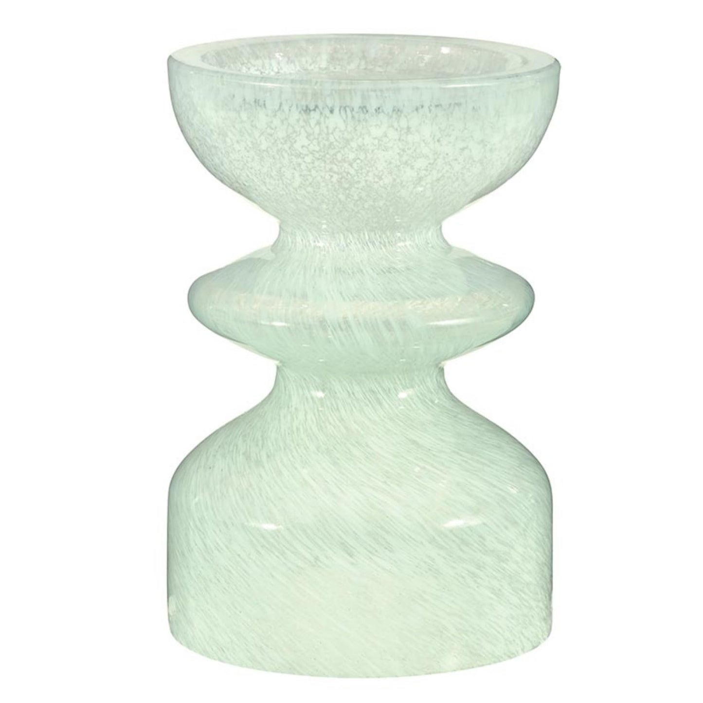 47th & Main Pillar Candle Holder Glass Pedestal Candleholder, 4" Dia x 6" H, Green
