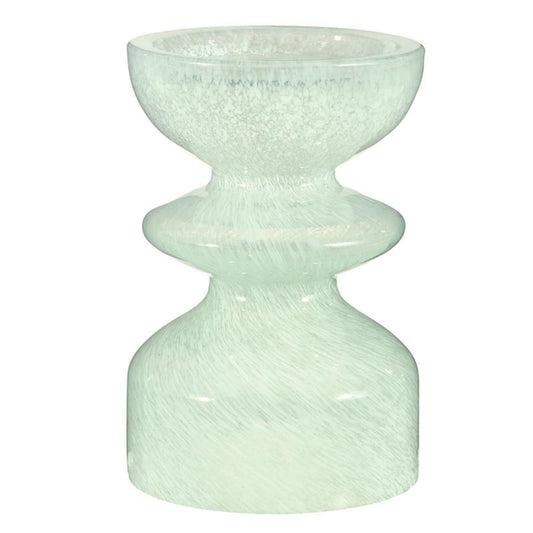 47th & Main Pillar Candle Holder Glass Pedestal Candleholder, 4" Dia x 6" H, Green