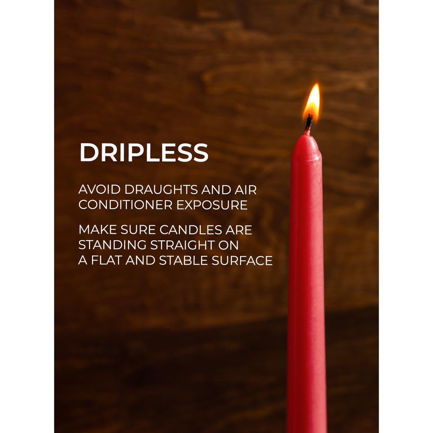 CANDWAX 10 inch Red Taper Candles Set of 4 - Unscented Smokeless Dripless Long Burning Candlesticks - Perfect as Taper Candlesticks for Dinner or Holiday Home Decor - Red Candle Sticks