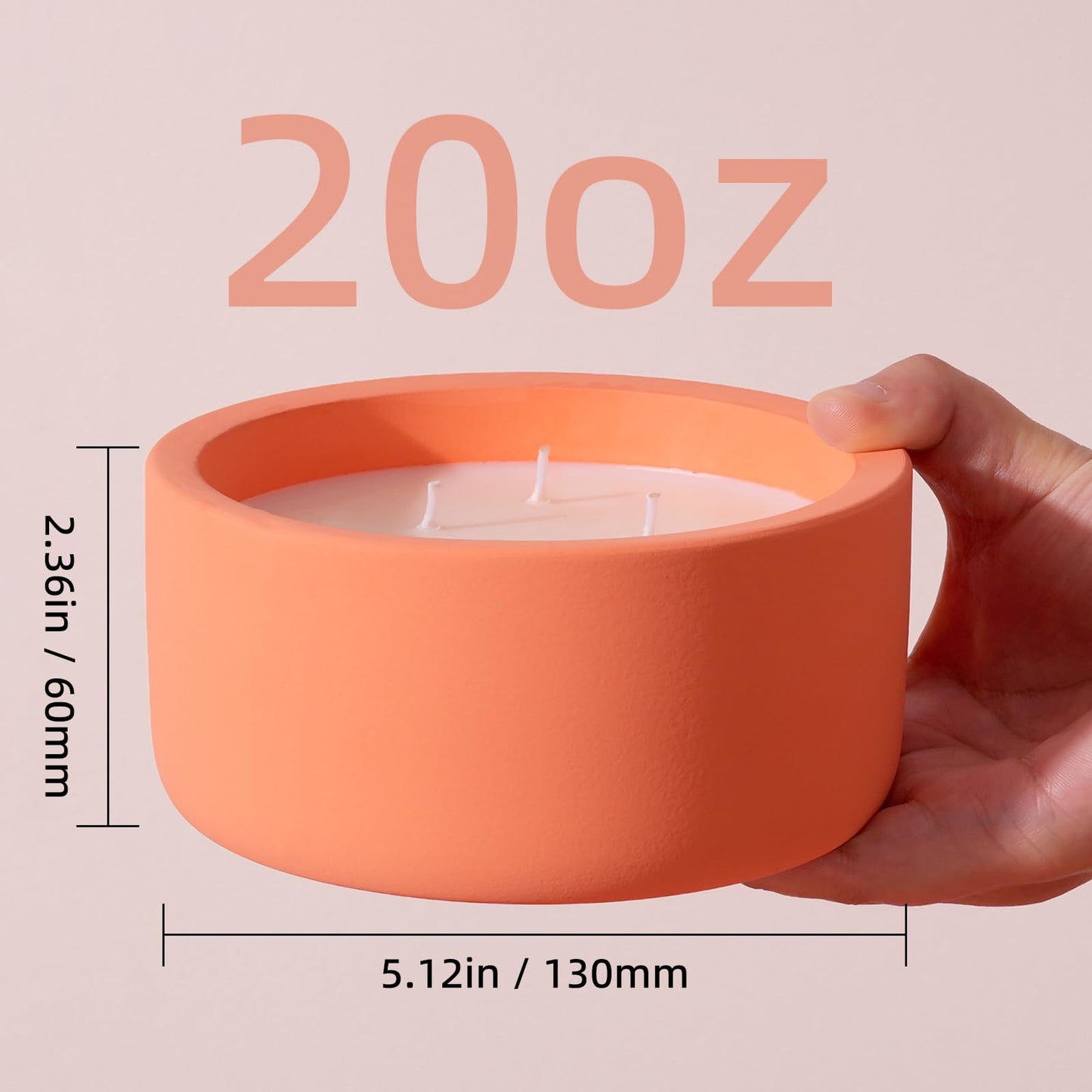 Viyffo 20oz Large Scented Candle – Pumpkin Spring Spice, 3 Wick Candles for Home Scented, Non Toxic Soy Candle for Women and Men, Orange Decorative Ceramic Jar, Luxury Home Décor & Warm Birthday Gift