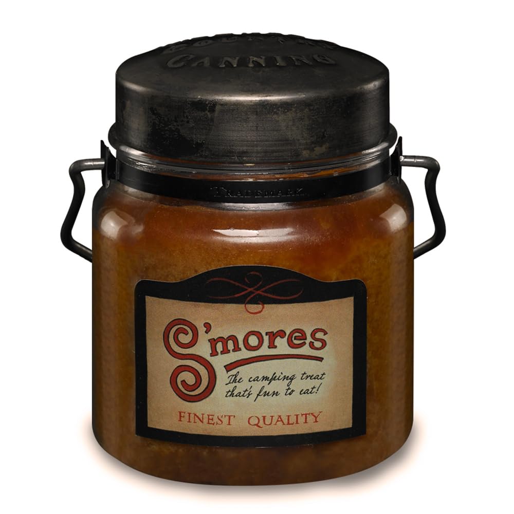 McCall’s Candles | S’Mores | 16 oz Scented Candle | USA-Poured | Vintage Rustic Jar with Carrying Handle | Toasted Marshmallow, Chocolate & Graham Cracker Fragrance