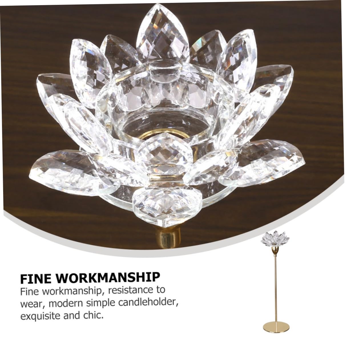 STOBAZA Modern Simple Metal Candlestick Holder Crystal Lotus Design, Small Gold Decorative Candle Stand for Wedding and Dining Room Décor
