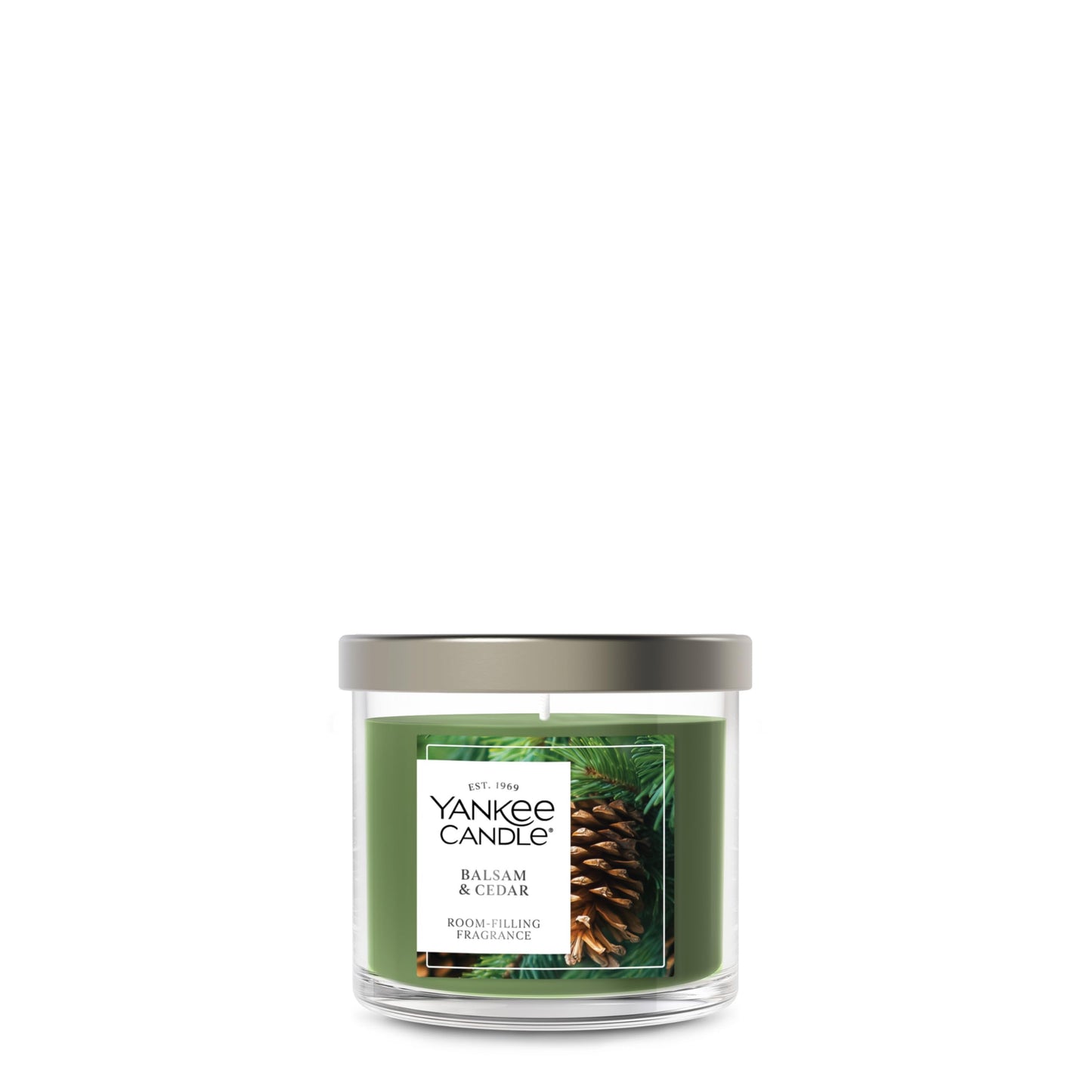 Yankee Candle Small Tumbler Scented Candle, Balsam & Cedar, 4.3 oz, Premium Plant Wax Blend, Up to 40 Hour Burn Time