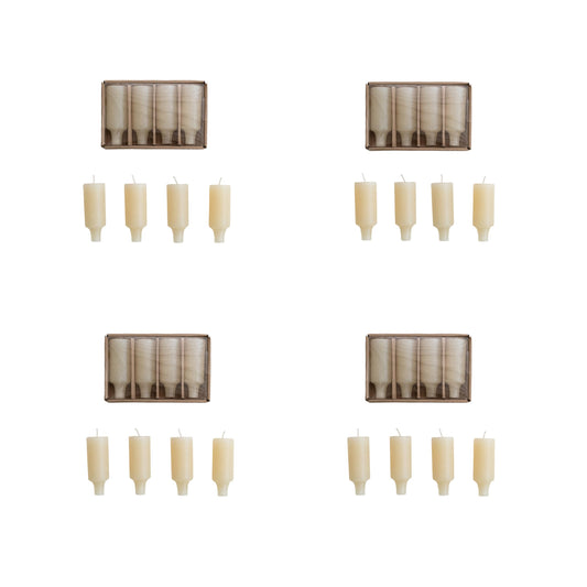 Creative Co-Op 4-Piece Unscented Cork Shaped Taper Candles in Box, Ivory Color